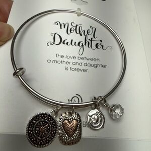Mother Daughter Charm Bracelet Silver Plated